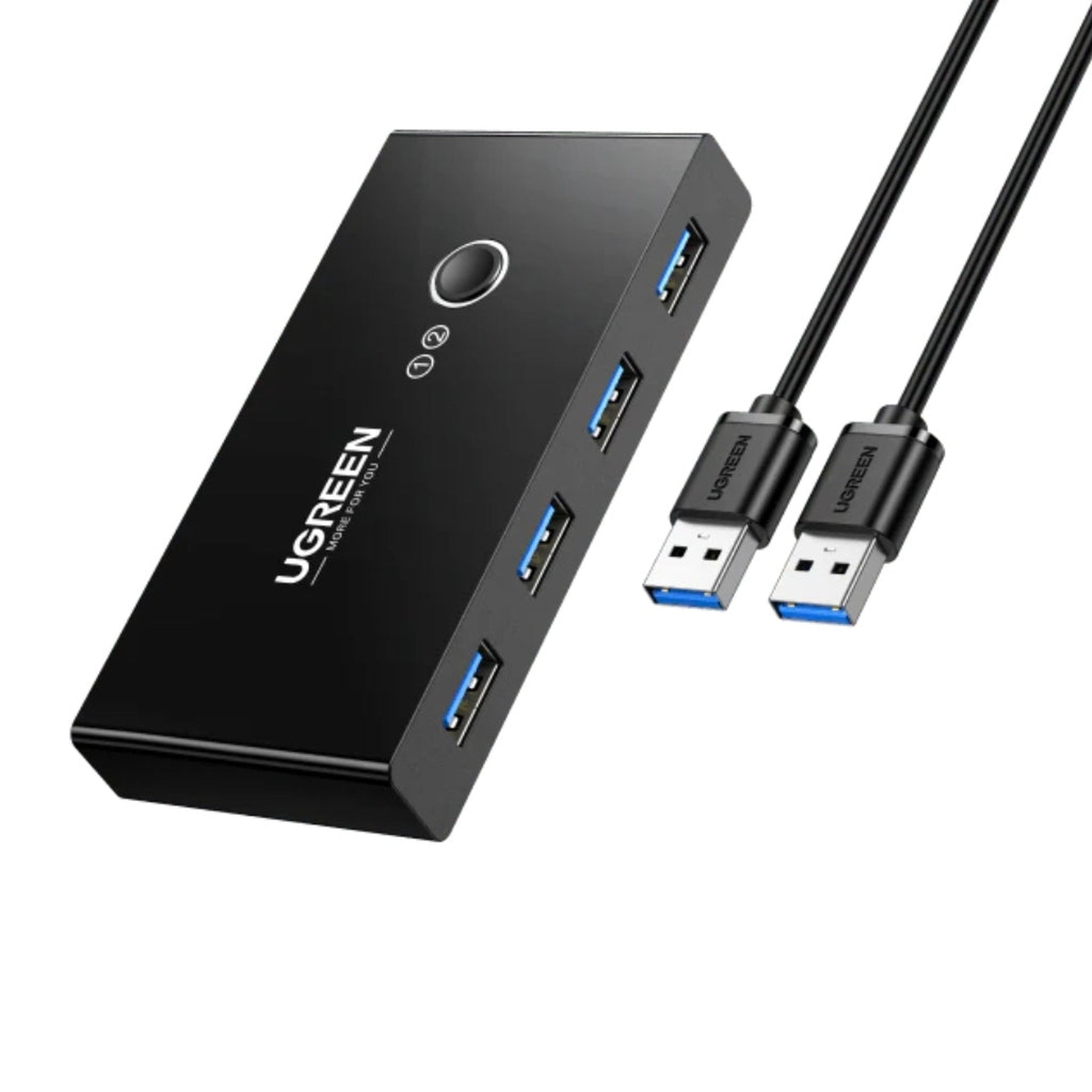 Hub Kvm Ugreen US216 2 Entradas y 4 Salidas USB-A 6 Puertos 480MBPS Incluye Dos Cables USB-A 3.0 30768 - Negro Imagen principal del producto