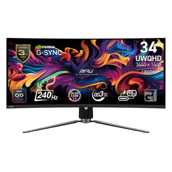 MONITOR GAMING MSI MPG 341CQPX QD-OLED 34.18" CURVA 1800R 3440X1440 240HZ QD-OLED G-SYNC DISPLAYPORT / HDMI / USB-C 9S6-3DD04T-014