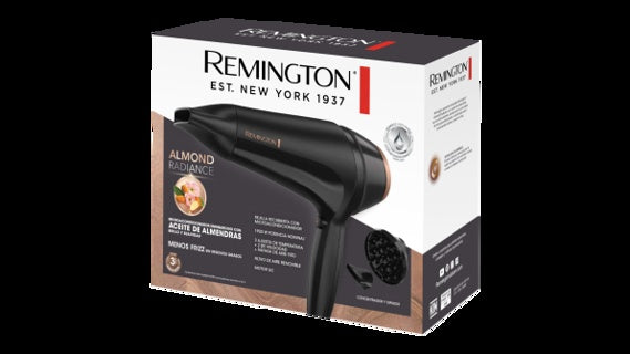 Remington secadora de cabello ceramica aceite almendras radiante 1900w negro D12AA-110F