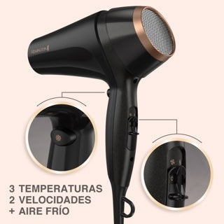 Remington secadora de cabello ceramica aceite almendras radiante 1900w negro D12AA-110F