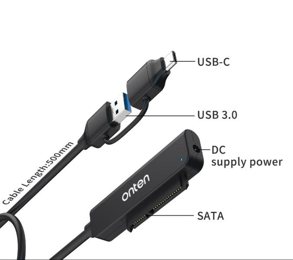 Cable USB Tipo C y USB Tipo a 3.0 a Sata OTN-UCA311 Onten - Azul