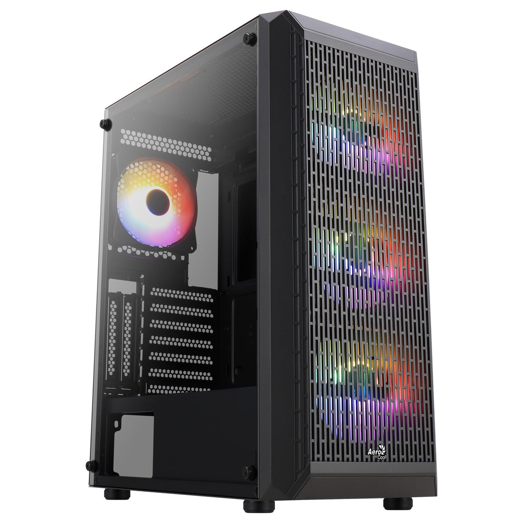 Case RGB Aerocool BEAM-G-BK-V2 Mid Tower Ventiladores 4 de 120MM con Vidrio Lateral Accm-pv37043.11 - Negro
