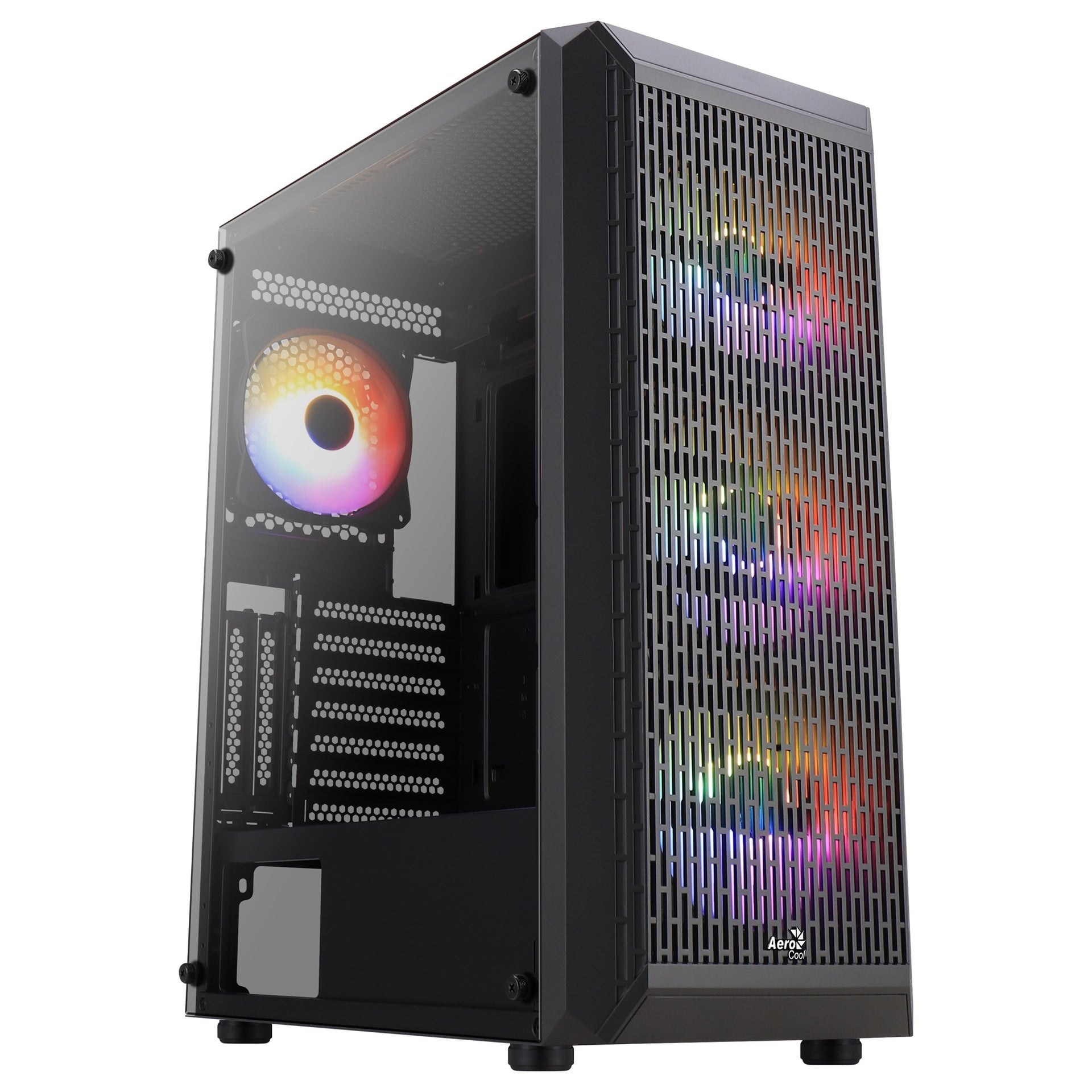 Case RGB Aerocool BEAM-G-BK-V2 Mid Tower Ventiladores 4 de 120MM con Vidrio Lateral Accm-pv37043.11 - Negro