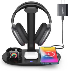 CARGADOR INALAMBRICO Y SOPORTE PARA AUDIFONOS WY-01 NEGRO