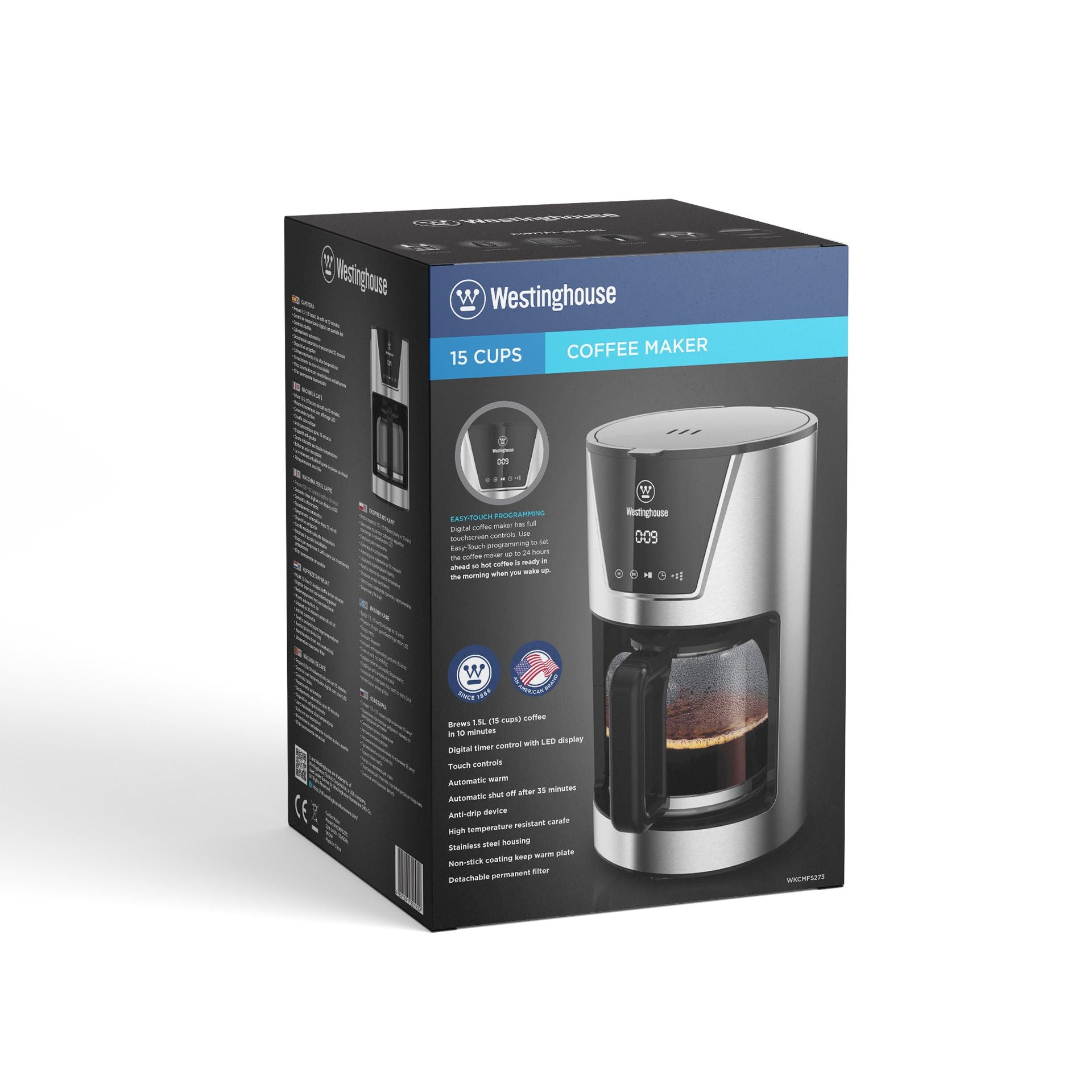 Westinghouse cafereta programable Digital Touch  inox  - WKCMFS273