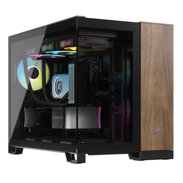 Case Corsair 2500X Mid Tower Sin Ventilación Incluida con Vidrio Lateral y Malla Frontal CC-9011286-WW - Negro / Nogal Imagen principal del producto