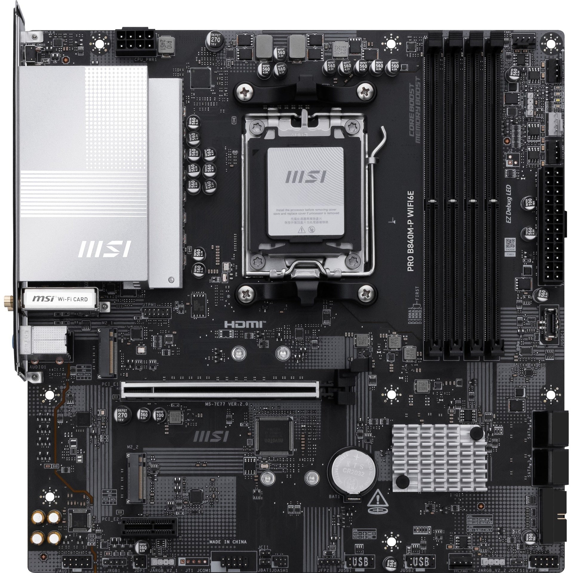 Tarjeta madre MSI PRO B840M-P WIFI6E AM5 micro ATX DDR5 911-7E77-002