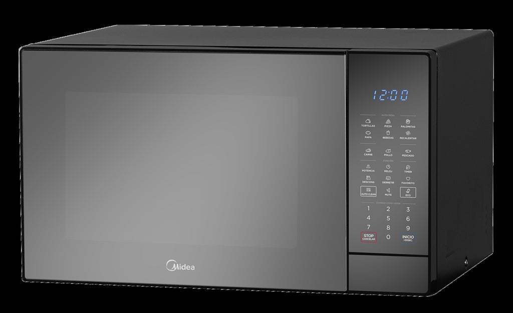 Midea Microondas 1.4 pies puerta con acabado espejo y gabinete Negro MMDK14S2MB