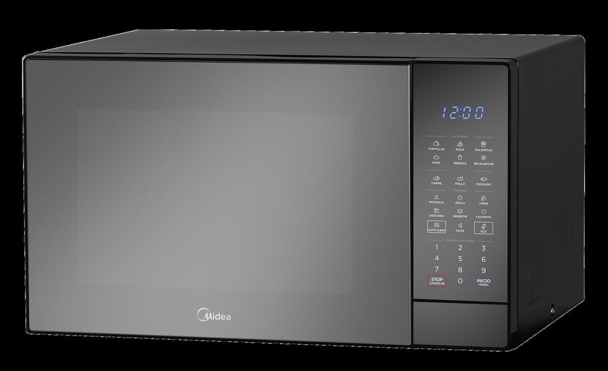 Midea Microondas 1.4 pies puerta con acabado espejo y gabinete Negro MMDK14S2MB