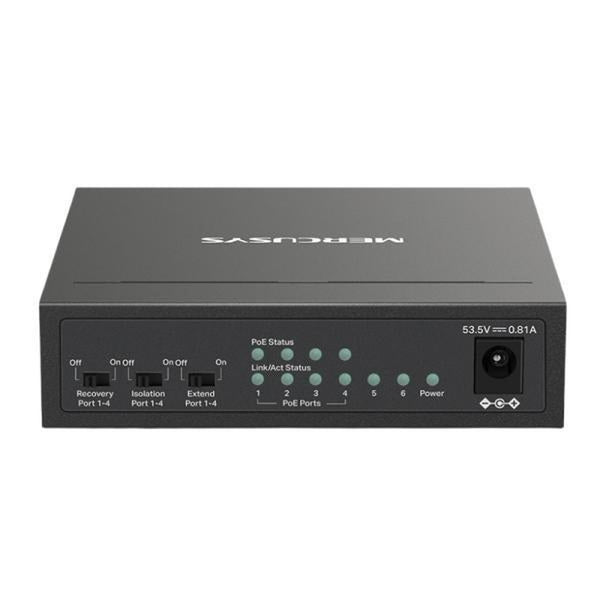 Switch Mercusys MS106LP un 6 puertos 10 100mbps desktop 4 puertos poe+ 40W e