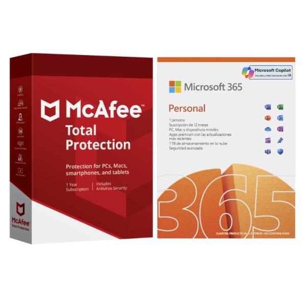 Microsoft Office 365 Personal BUNDLE1001 + McAfee Total Protection Imagen principal del producto