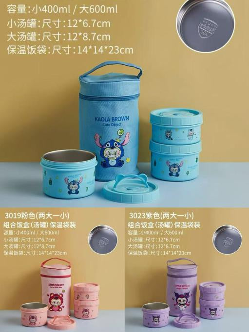 Set Lonchera 304 3 Recipientes BY3015 600ml+600ml+400ml - Celeste