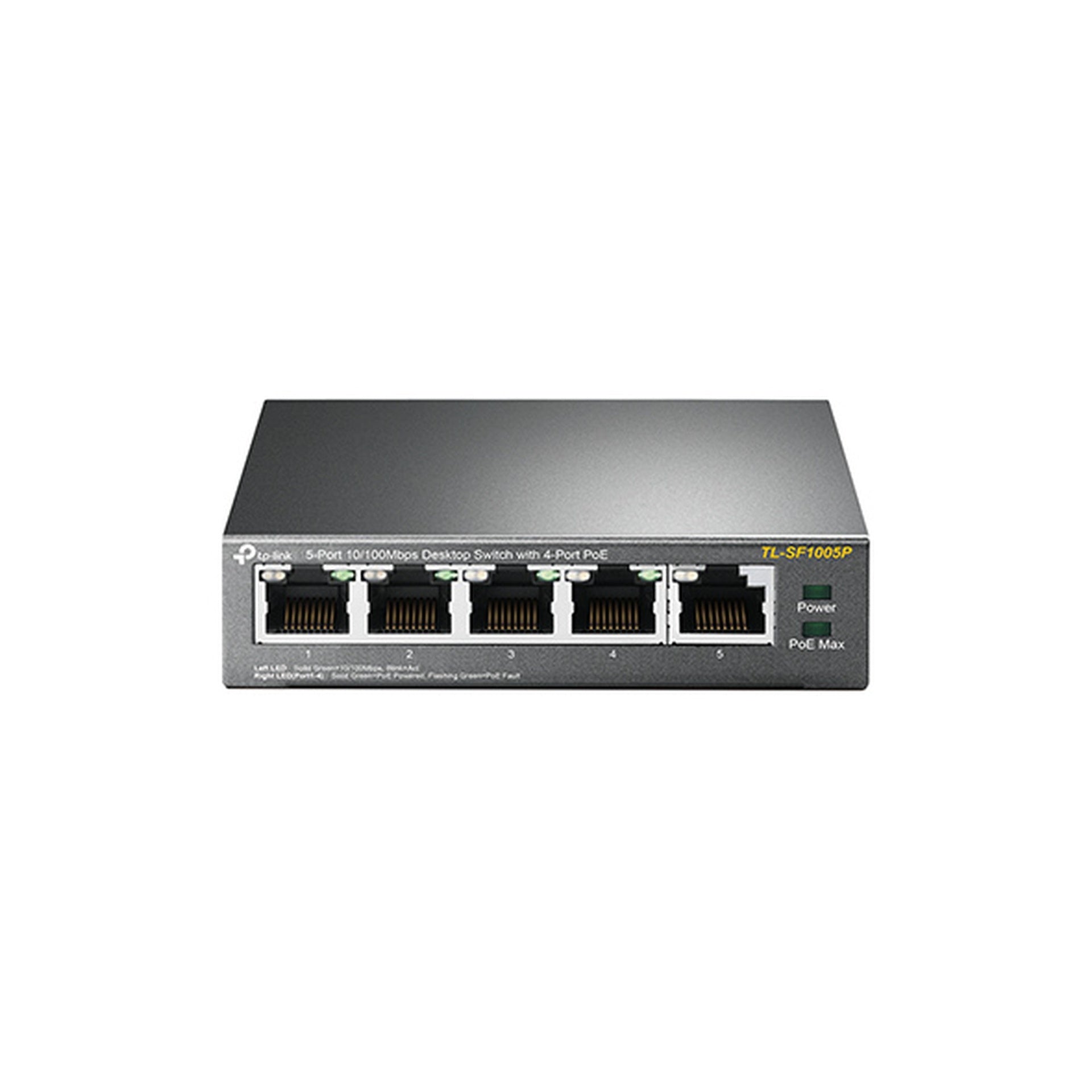 Switch TP Link Tl-sf1005p(un) 5 Puertos RJ45 + Poe 10/100 Mbps No Gestionable - Negro Imagen principal del producto