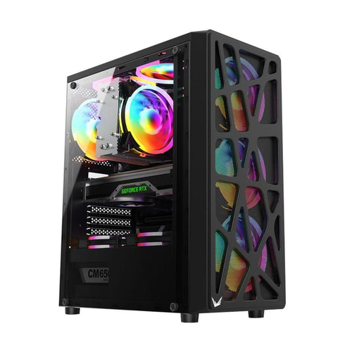 Case RGB Formula V Line Mana Black Ar Mid Tower Ventiladores 4 de 120MM con Malla Fontal y Panel Lateral 4711401662815 - Negro