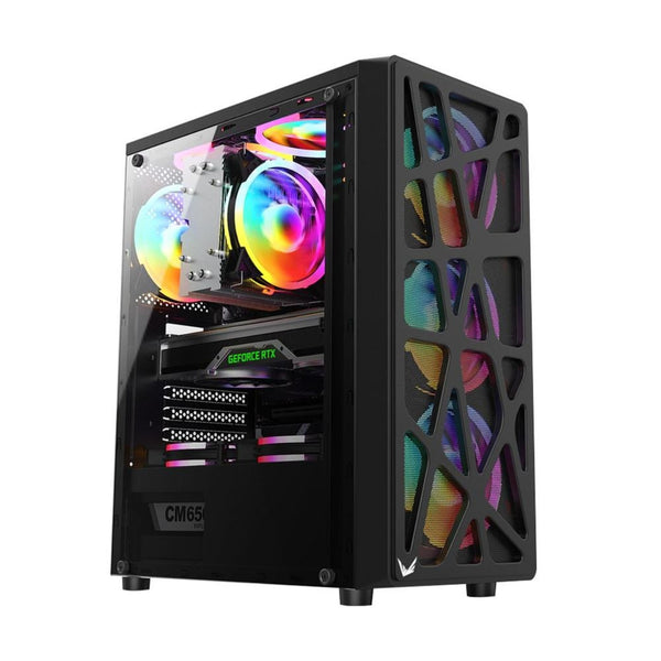 Case RGB Formula V Line Mana Black Ar Mid Tower Ventiladores 4 de 120MM con Malla Fontal y Panel Lateral 4711401662815 - Negro