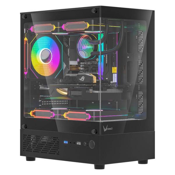 Case Argb Formula V Line Crystal Z1CM Plus Black Ar Mini Tower Ventiladores 3 de 120 Mm con Vidrio Frontal y Lateral 4711401663218 - Negro Imagen principal del producto