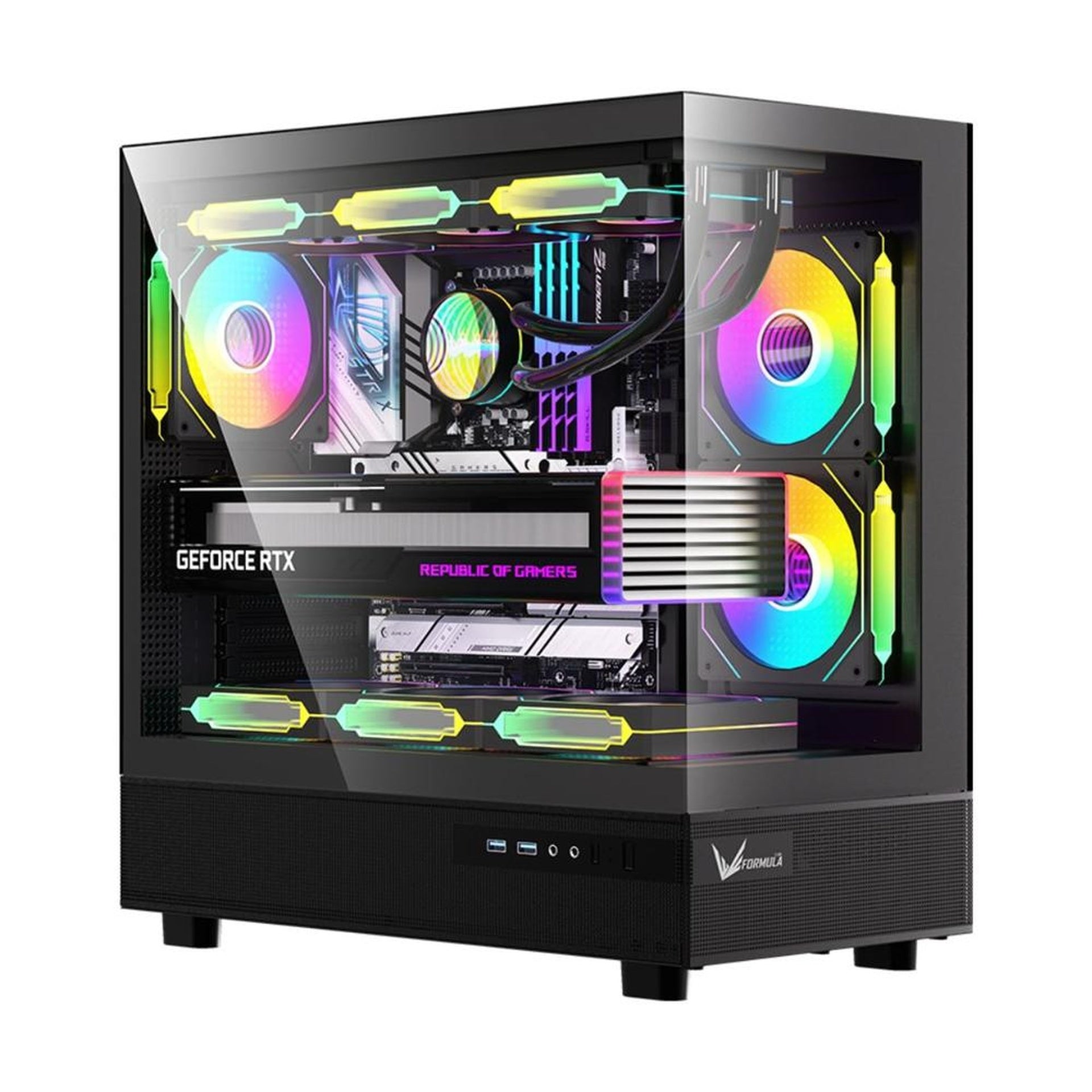 Case Argb Formula V Line Crystal Z8 Floe Black Mid Tower Ventiladores 6 de 120MM con Vidrio Lateral y Frontal 4711401660828 - Negro Imagen principal del producto