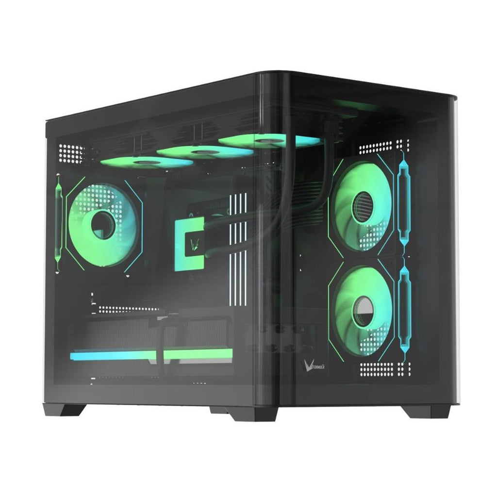 Case Argb Formula V Line Crystal U2M Floe Black Mid Tower Ventiladores 3 de 120 Mm con Vidrio Lateral y Frontal 4711401663843 - Negro