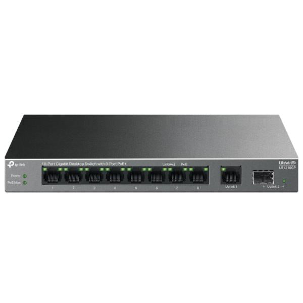 Switch TP Link LS1210GP 8 Poe+ + 1 RJ45 + 1 Sfp Gigabit 10/100/1000 Mbps No Administrable Imagen principal del producto