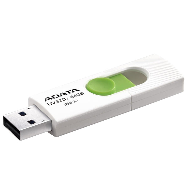 Memoria USB 64GB ADATA UV320 USB 3.1 100 MBPS AUV320-64G-RWHGN blanco verde