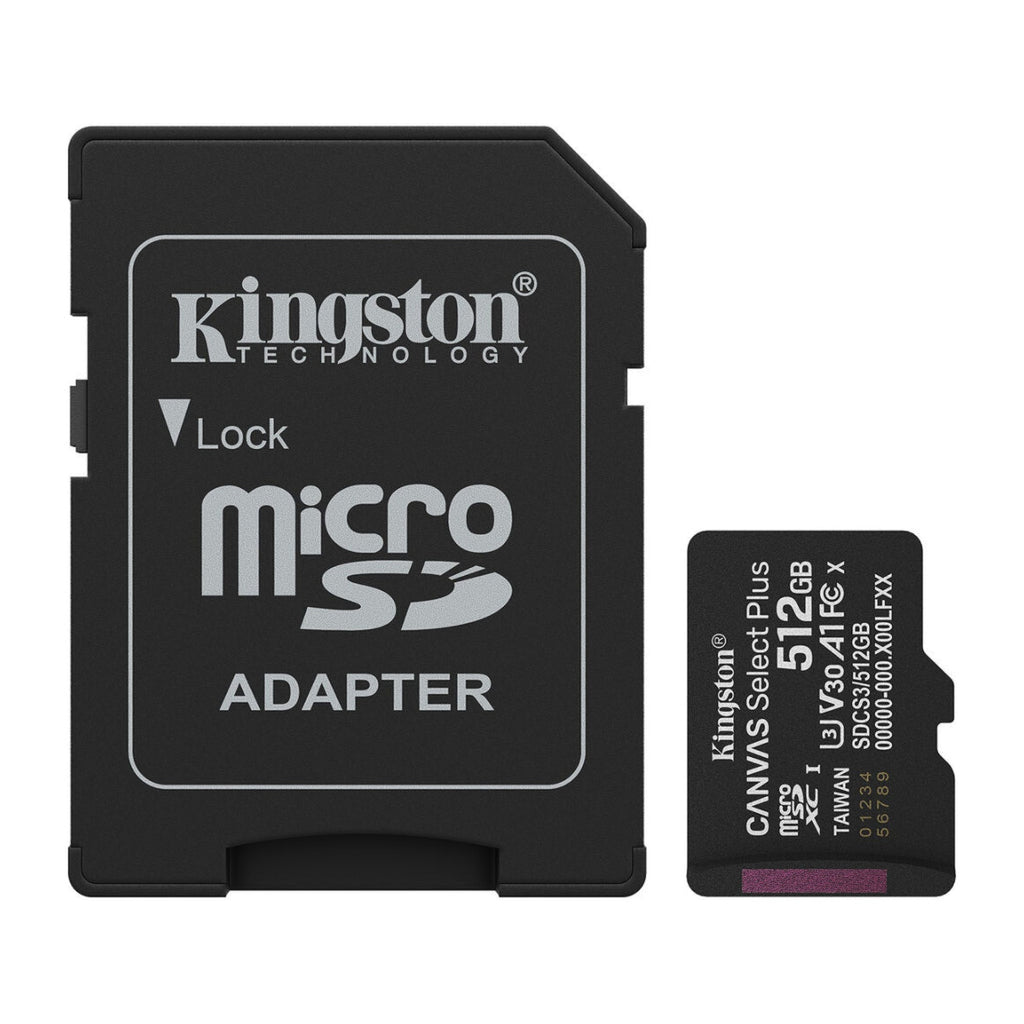 Memoria Micro Sd 512GB Kingston Clase 10 UHS-I U3 150 Mb/s para Dispositivos y Camaras Android Sdcs3/512gb - Negro
