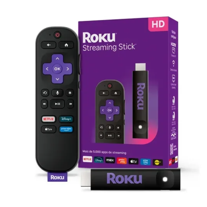 Dispositivo de Streaming Roku Streaming Stick 4K 2021 4K UHD WIFI Doble Banda / HDMI Dolby Vision / Control por Voz 3820R - Negro