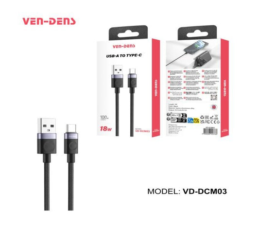 CABLE USB TIPO C VD-DCM03 VEN-DENS 1M NEGRO