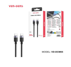 CABLE USB TIPO C VD-DCM05 VEN-DENS 1M NEGRO C-C