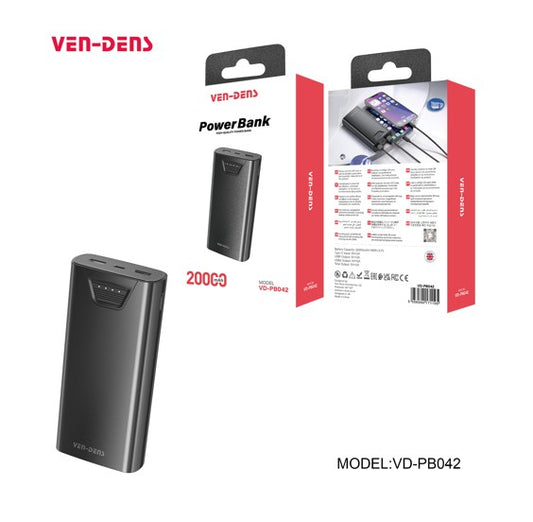 BATERIA DE EMERGENCIA VD-PB042 20.000MAH VEN DENS NEGRA