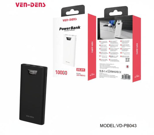 BATERIA DE EMERGENCIA VD-PB043 10.000MAH VEN DENS NEGRA