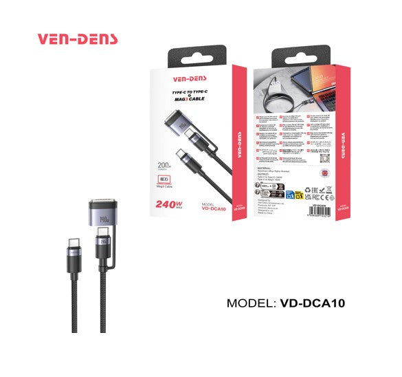 CABLE USB TIPO C VD-DCA10 VEN-DENS 1M NEGRO