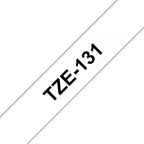 Brother cintas TZE131 12 mm negro transparente