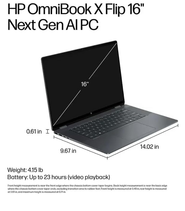 Computadora Portatil Omnibook X Flip Tactil 16" HP - Gris