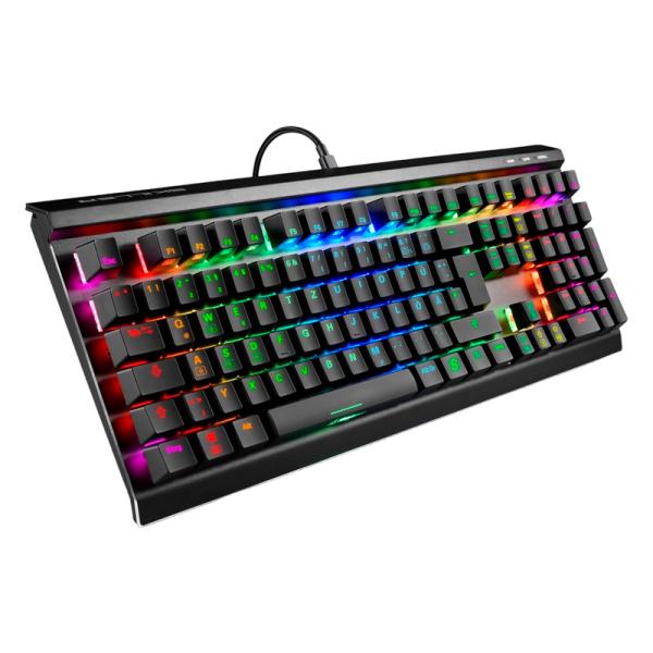 Teclado Gaming RGB Sharkoon Skiller SGK60 Mecánico Alámbrico USB Español Switch Marrón 4044951033539 - Negro