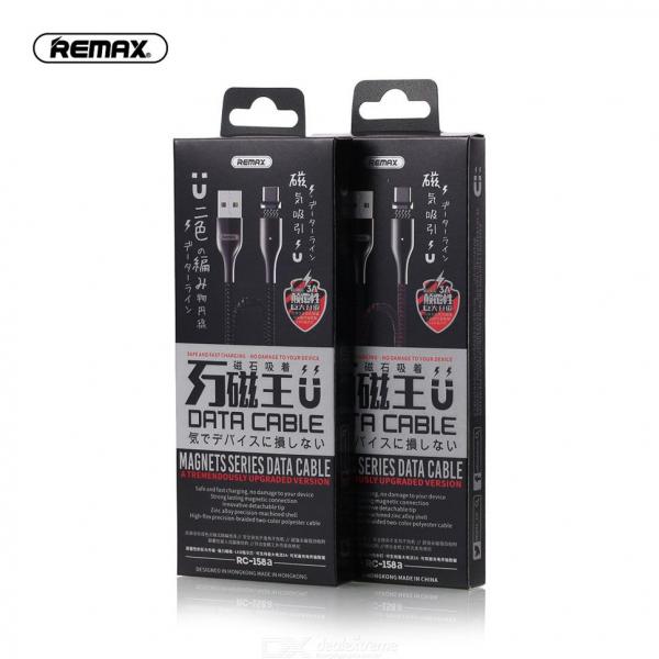 Cable Remax Micro B RC-158M Magnets Negro Carga Rápida 3A