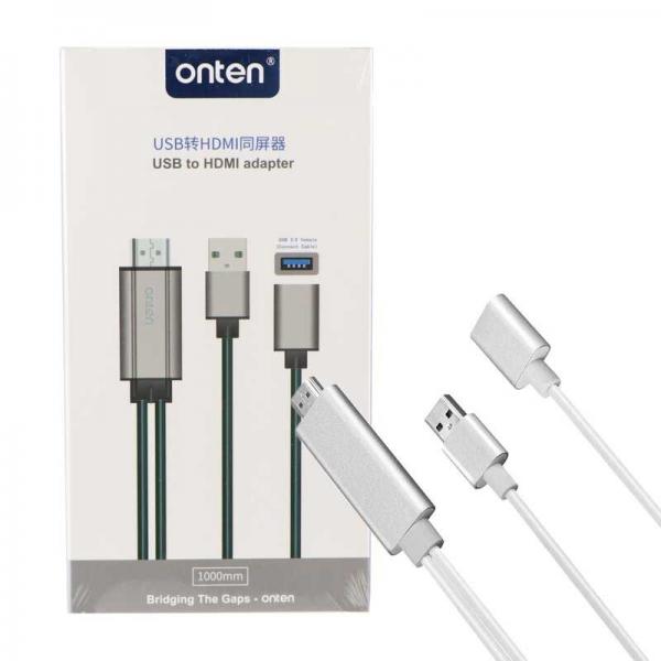 Cable Adaptador USB Hembra 3.0 a HDMI Tipo B +usb Macho 2.0 Otn- 7562A Onten