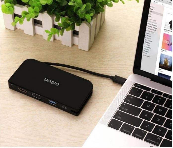 Cable Adaptador USB Tipo C a HDMI + USB Tipo B 3.0 + USB Tipo C + VGA OTN-9163 Onten