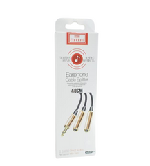 Cable 3.5mm Macho a 2 3.5mm Hembra ET-AUX201 Earldom - Negro/plateado