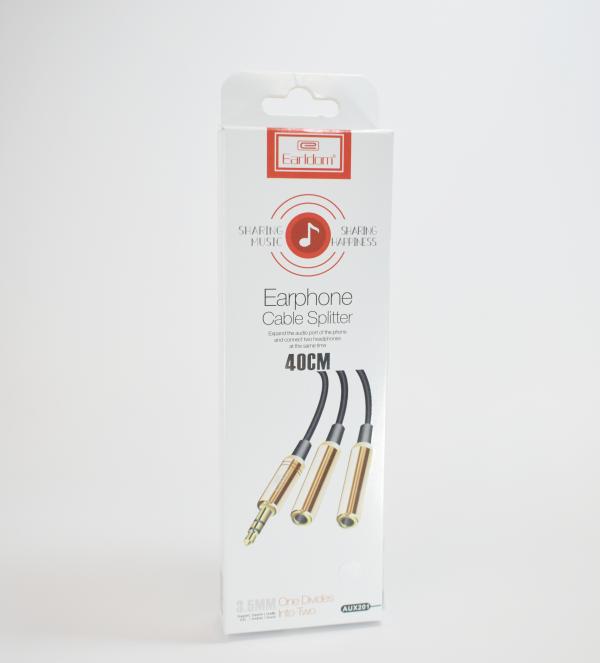 Cable 3.5mm Macho a 2 3.5mm Hembra ET-AUX201 Earldom - Negro/plateado