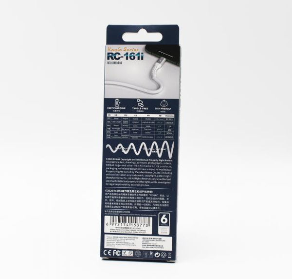 Cable USB Lightning RC-161I Serie Kayla Remax - Blanco