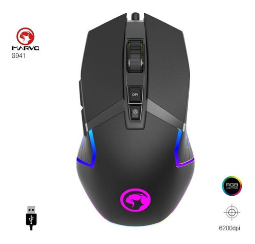 Mouse Alambrico Gamer Scorpion G941 Marvo