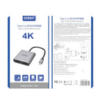 Convertidor USB Tipo C a Dual HDMI Hembra Tipo C Carga OTN-9175K Onten