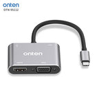 Convertidor USB Tipo C a Dual HDMI Hembra Tipo C Carga OTN-9175K Onten