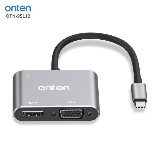 Convertidor USB Tipo C a Dual HDMI Hembra Tipo C Carga OTN-9175K Onten