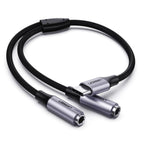 Cable USB tipo c macho a 2 3.5 mm hembra AV144 30732 UGREEN 25 cm gris