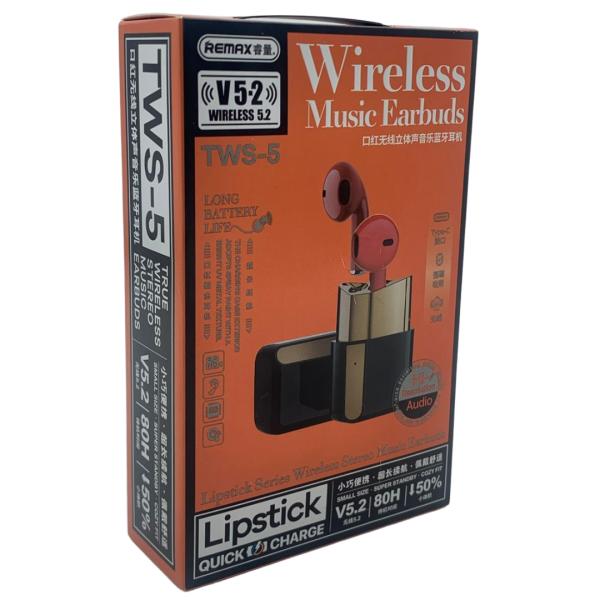 Audifonos Manos Libres Bluetooth TWS-5 Serie Lipstick Remax - Blanco