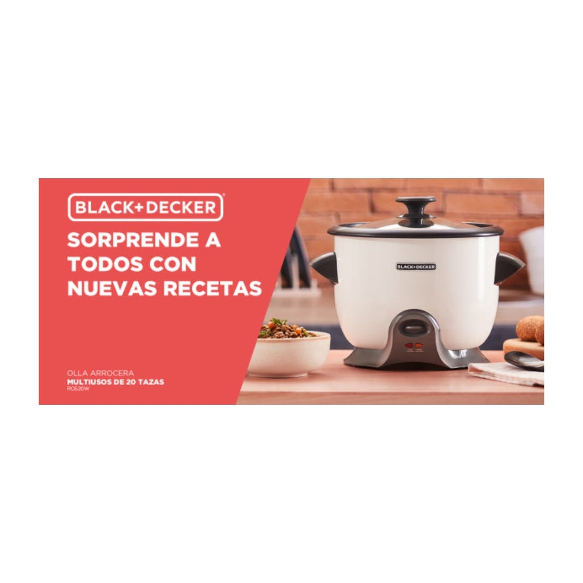 Black+Decker olla arrocera blanca 20 tazas cocidas RC620W Imagen principal del producto