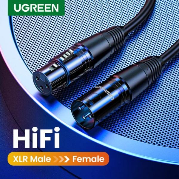 Cable Xlr Macho a Hembra 3 Pines AV130 20716 Ugreen - 15M Negro