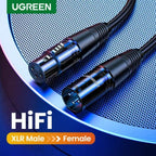 Cable Xlr Macho a Hembra 3 Pines AV130 20716 Ugreen - 15M Negro