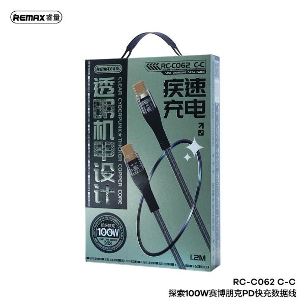 Cable USB Tipo C Serie Explorer RC-C062 C-c Negro - Blanco